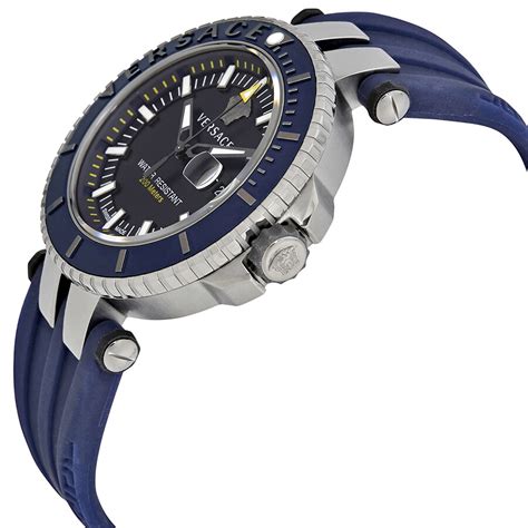 Versace V Race Diver Blue Dial Blue Rubber Men's Watch 